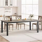 Table de salle à manger industrielle 78 pouces - Table de cuisine pour 6-8 personnes, Table rectangulaire en bois pour salle à manger