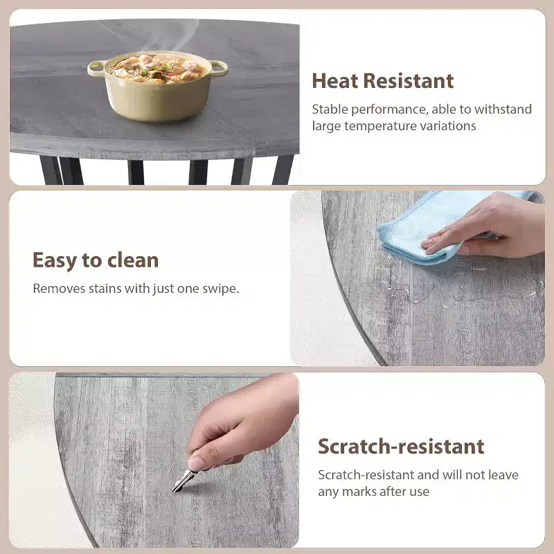 Table à manger ronde pour 4-6 personnes, table de cuisine de ferme ronde de 120 cm avec rangement pour salle à manger, salon, salle de réunion, appartement
