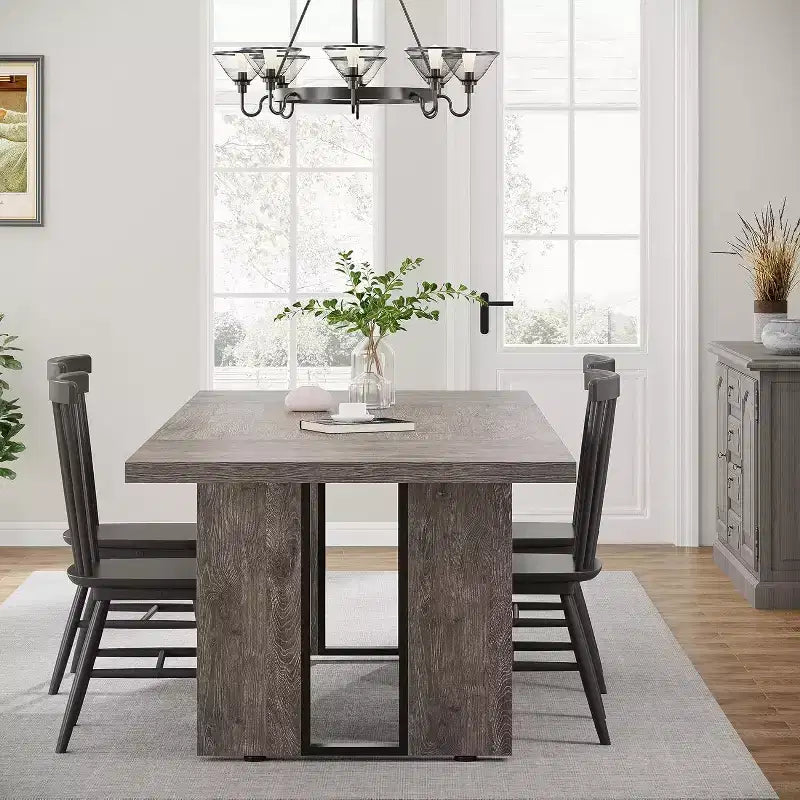 Grande table de bureau de direction rectangulaire en bois rustique, longue table de dîner de cuisine moderne pour salle à manger, repas en famille