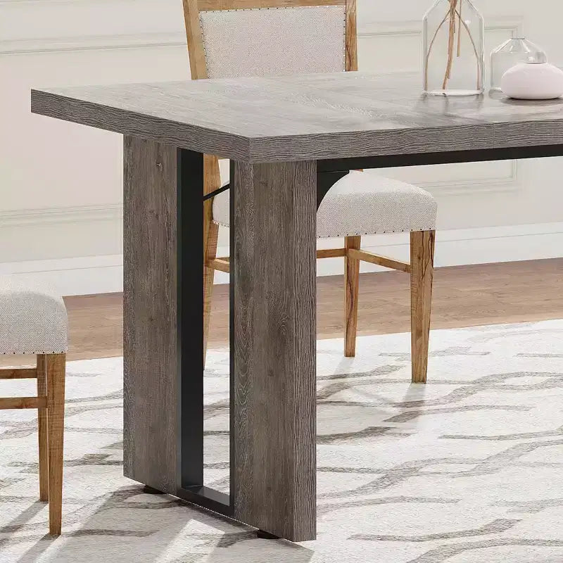 Grande table de bureau de direction rectangulaire en bois rustique, longue table de dîner de cuisine moderne pour salle à manger, repas en famille