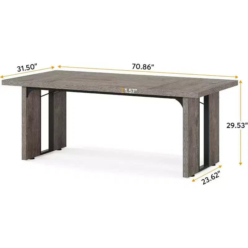 Grande table de bureau de direction rectangulaire en bois rustique, longue table de dîner de cuisine moderne pour salle à manger, repas en famille