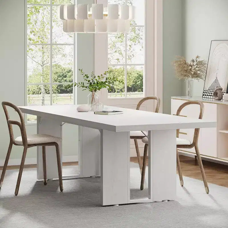 Grande table de bureau de direction rectangulaire en bois rustique, longue table de dîner de cuisine moderne pour salle à manger, repas en famille