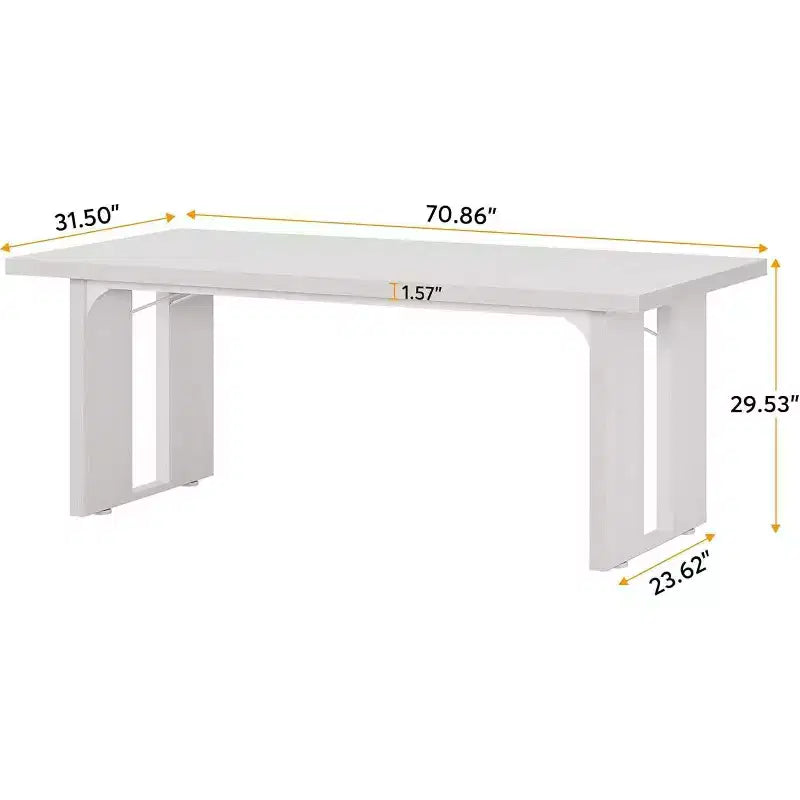 Grande table de bureau de direction rectangulaire en bois rustique, longue table de dîner de cuisine moderne pour salle à manger, repas en famille