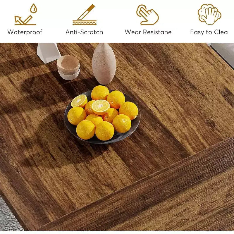 Grande table de bureau de direction rectangulaire en bois rustique, longue table de dîner de cuisine moderne pour salle à manger, repas en famille