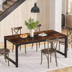 Grande table de bureau de direction rectangulaire en bois rustique, longue table de dîner de cuisine moderne pour salle à manger, repas en famille