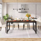 Grande table de bureau de direction rectangulaire en bois rustique, longue table de dîner de cuisine moderne pour salle à manger, repas en famille