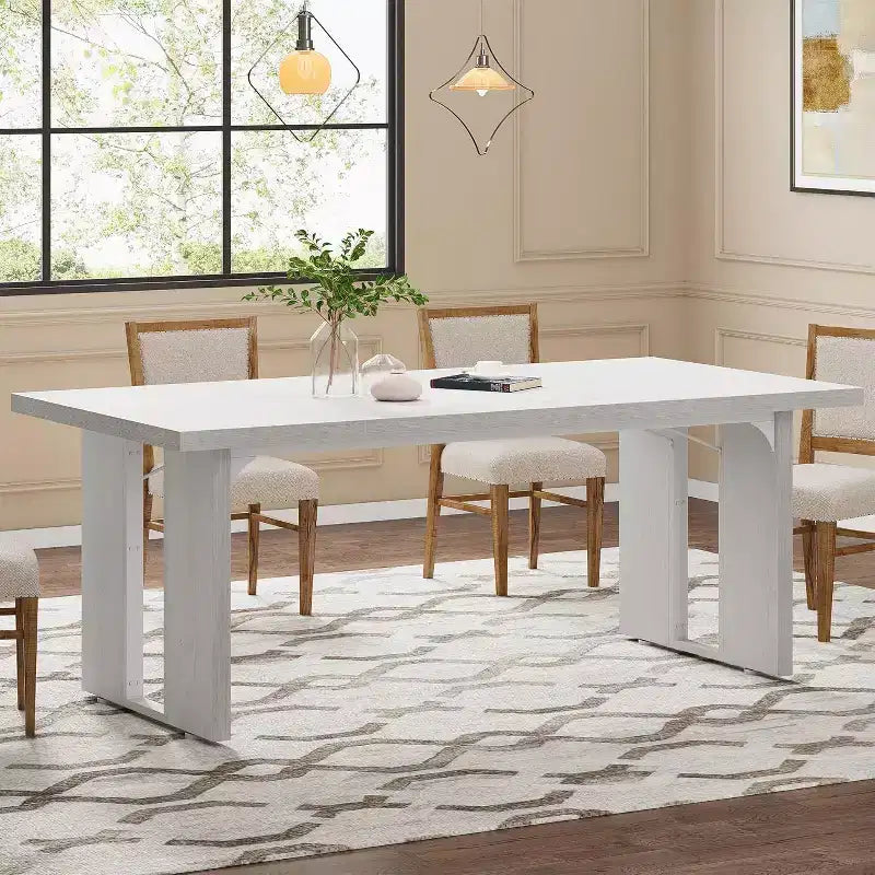 Grande table de bureau de direction rectangulaire en bois rustique, longue table de dîner de cuisine moderne pour salle à manger, repas en famille