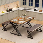 Dining Table set,Kitchen Table Set for 4 ,3 Piece Dining Table Set with 2 Benches for Small Space,Apartment,Dining Room, Saving Space