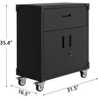 Armoires de rangement de garage en métal avec roues, armoire à outils roulante robuste avec tiroir, étagère réglable et serrures, résistante à la rouille pour atelier