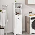 Okak Storage Cabinet with One-Drawer and Spen Shelf, Tilt-Out Laundry Sorter Cabinet for Bathroom, Living Room, White