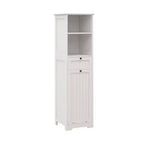 Meuble de rangement avec un tiroir et une étagère ouverte, meuble de tri de linge basculant pour salle de bain, salon, blanc
