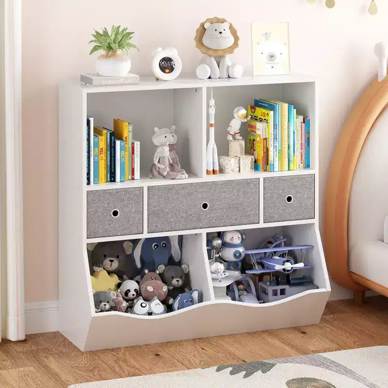 Étagère à livres et meuble de rangement pour jouets pour enfants - Meuble bas avec 3 tiroirs pour crèche, salle de jeux