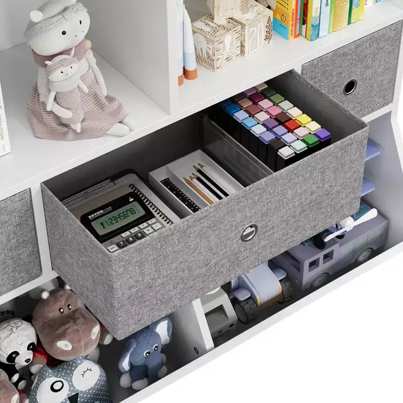 Étagère à livres et meuble de rangement pour jouets pour enfants - Meuble bas avec 3 tiroirs pour crèche, salle de jeux