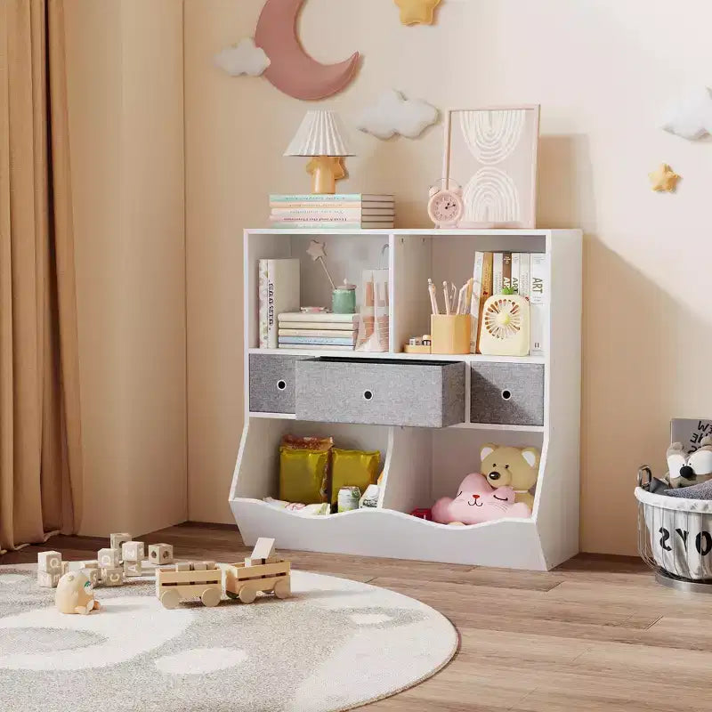 Étagère à livres et meuble de rangement pour jouets pour enfants - Meuble bas avec 3 tiroirs pour crèche, salle de jeux