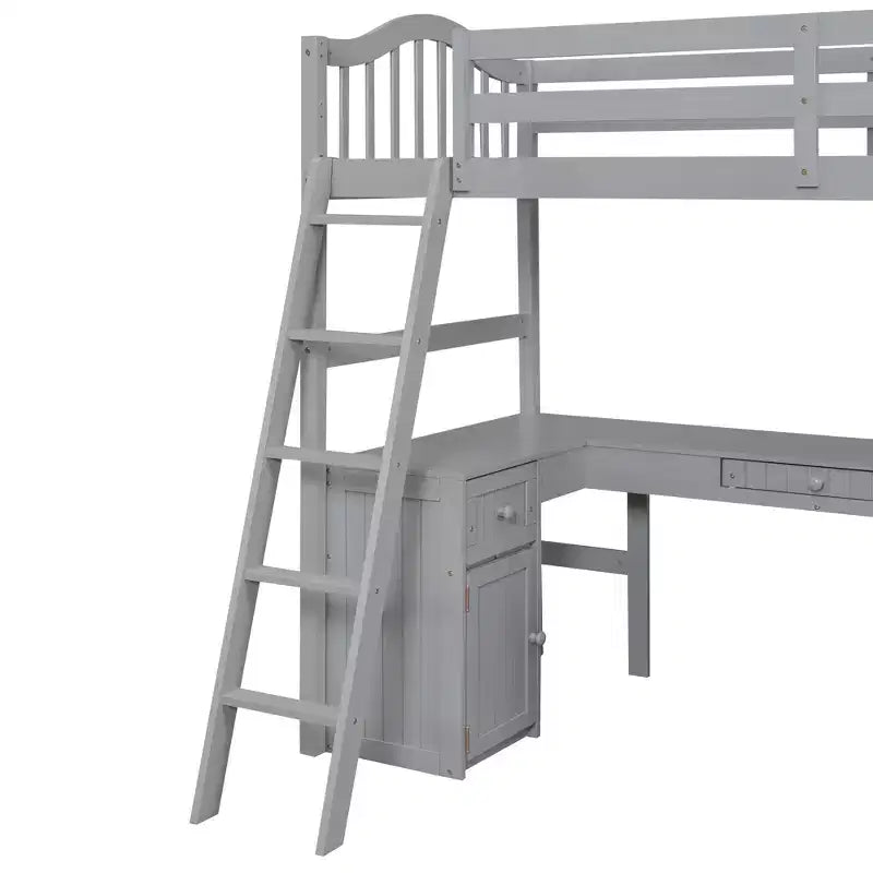 Lit mezzanine simple avec armoire, cadre de lit mezzanine simple en bois massif avec bureau et étagères