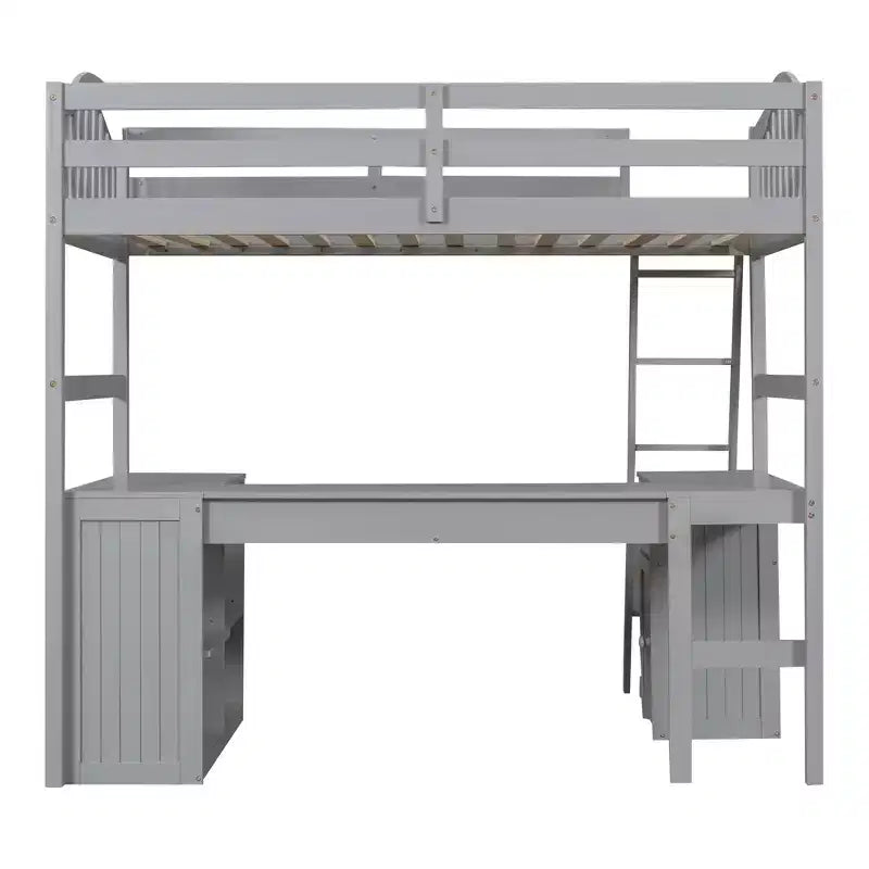 Lit mezzanine simple avec armoire, cadre de lit mezzanine simple en bois massif avec bureau et étagères