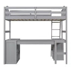 Lit mezzanine simple avec armoire, cadre de lit mezzanine simple en bois massif avec bureau et étagères