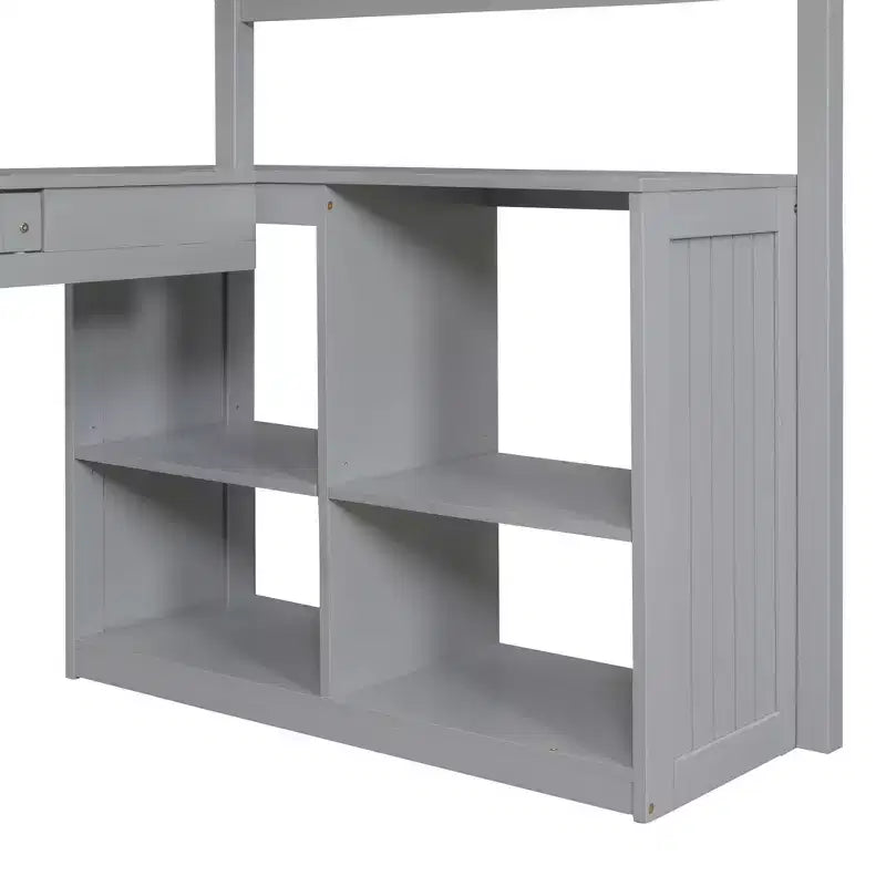 Lit mezzanine simple avec armoire, cadre de lit mezzanine simple en bois massif avec bureau et étagères