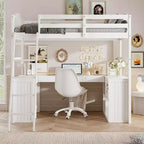 Lit mezzanine simple avec armoire, cadre de lit mezzanine simple en bois massif avec bureau et étagères