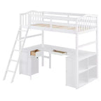Lit mezzanine simple avec armoire, cadre de lit mezzanine simple en bois massif avec bureau et étagères