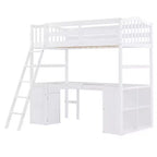 Lit mezzanine simple avec armoire, cadre de lit mezzanine simple en bois massif avec bureau et étagères