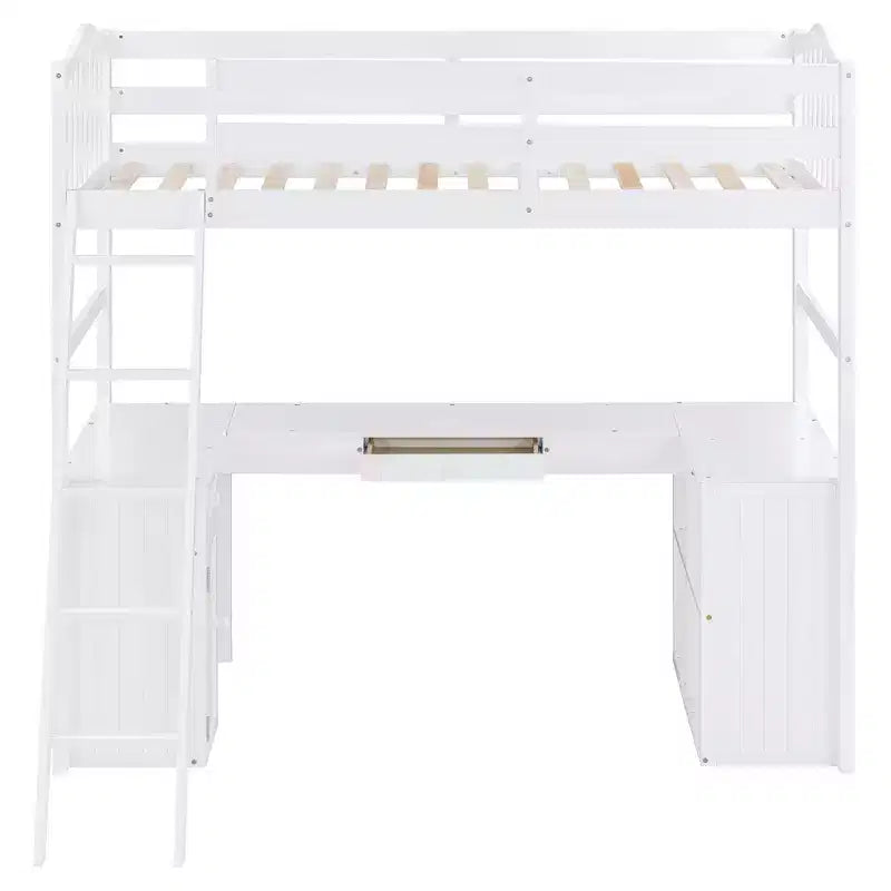 Lit mezzanine simple avec armoire, cadre de lit mezzanine simple en bois massif avec bureau et étagères