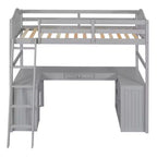 Lit mezzanine simple avec armoire, cadre de lit mezzanine simple en bois massif avec bureau et étagères