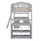 Lit mezzanine simple avec armoire, cadre de lit mezzanine simple en bois massif avec bureau et étagères