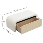 Pouf ottoman moderne rembourré en tissu bouclé avec tiroir