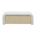 Pouf ottoman moderne rembourré en tissu bouclé avec tiroir