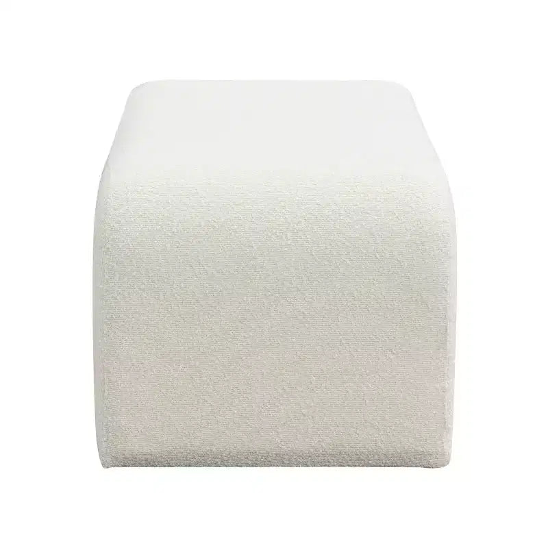 Pouf ottoman moderne rembourré en tissu bouclé avec tiroir