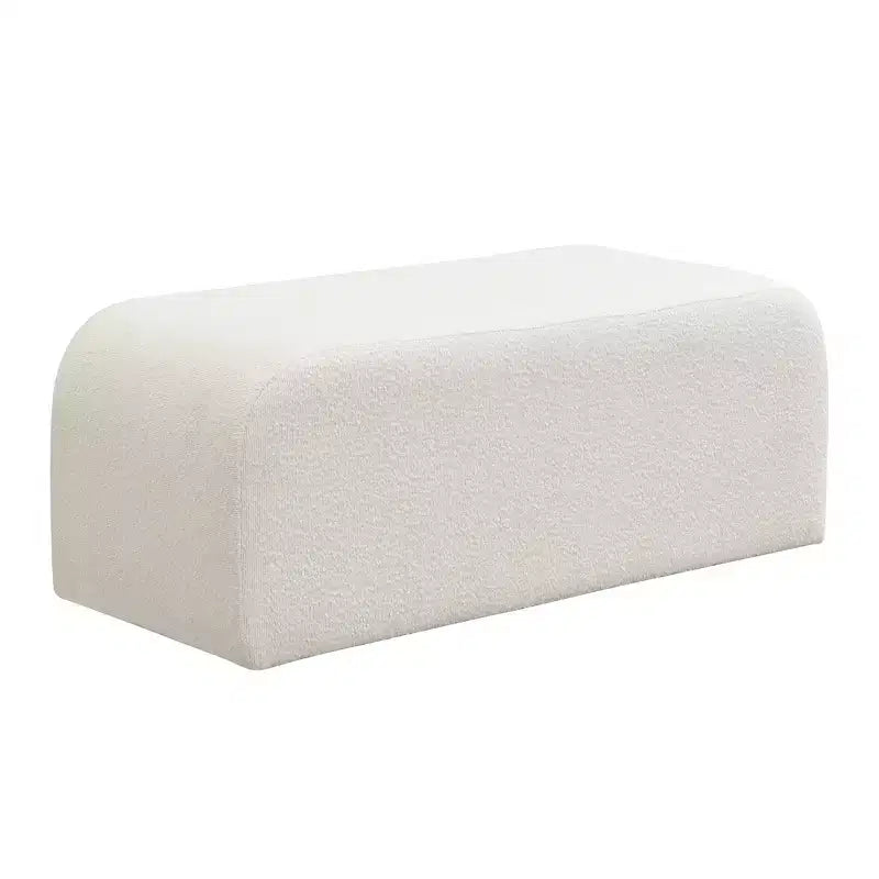 Pouf ottoman moderne rembourré en tissu bouclé avec tiroir