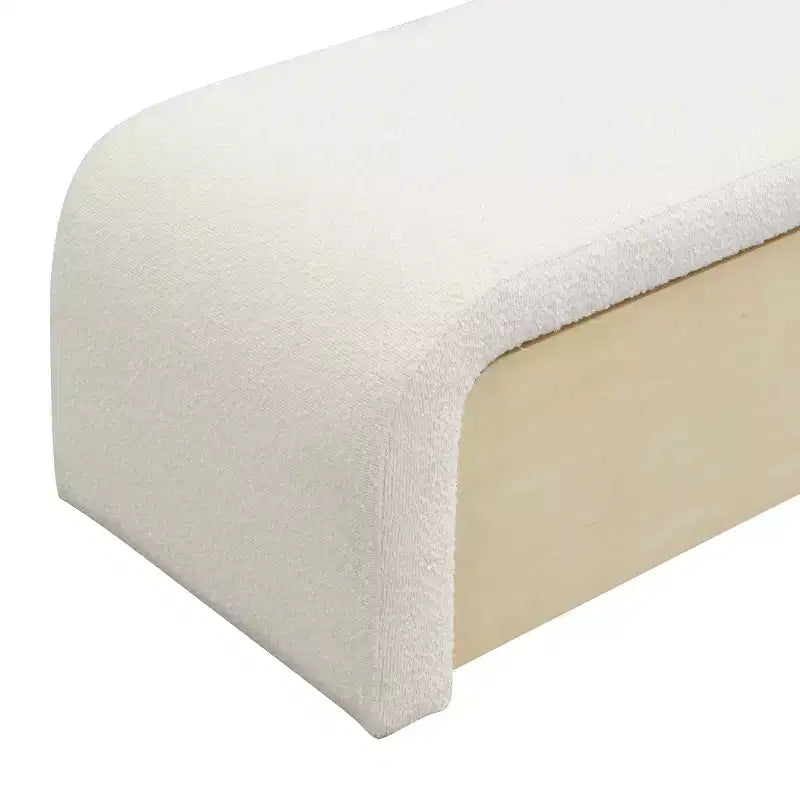 Pouf ottoman moderne rembourré en tissu bouclé avec tiroir