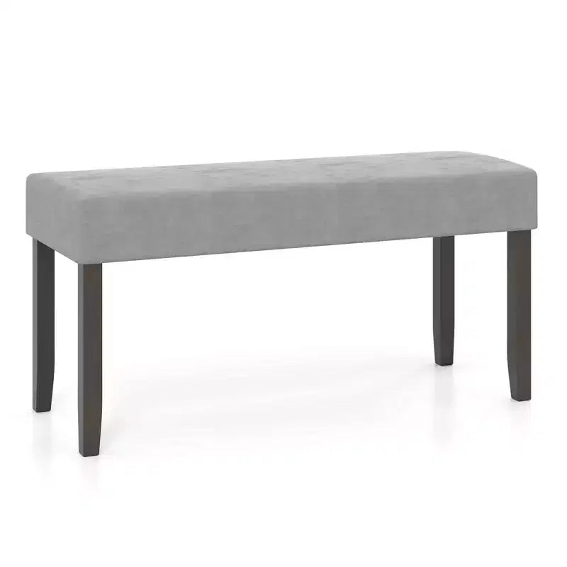 Costway 1/2 PCS Upholstered Entryway Bench with Padded Seat Solid Rubber Wood Legs for Living Room