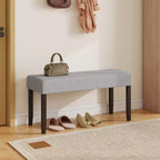 Banc de couloir rembourré 1/2 pièce avec assise matelassée et pieds en bois d'hévéa massif pour salon