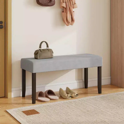 Banc de couloir rembourré 1/2 pièce avec assise matelassée et pieds en bois d'hévéa massif pour salon