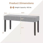 Banc de couloir rembourré 1/2 pièce avec assise matelassée et pieds en bois d'hévéa massif pour salon