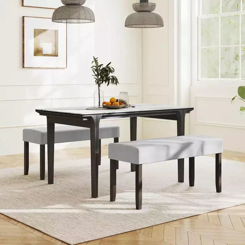 Banc de couloir rembourré 1/2 pièce avec assise matelassée et pieds en bois d'hévéa massif pour salon