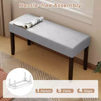 Banc de couloir rembourré 1/2 pièce avec assise matelassée et pieds en bois d'hévéa massif pour salon