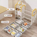 Étagère à livres et rangement de jouets pour enfants, organisateurs de jouets à 4 niveaux avec 8 bacs de rangement amovibles, organisateur de rangement de jouets pour enfants pour salle d'étude