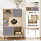 Étagère à livres 2 en 1 avec arbre à chat, vitrine, cache-litière, étagère d'escalade, bibliothèque de rangement, naturel