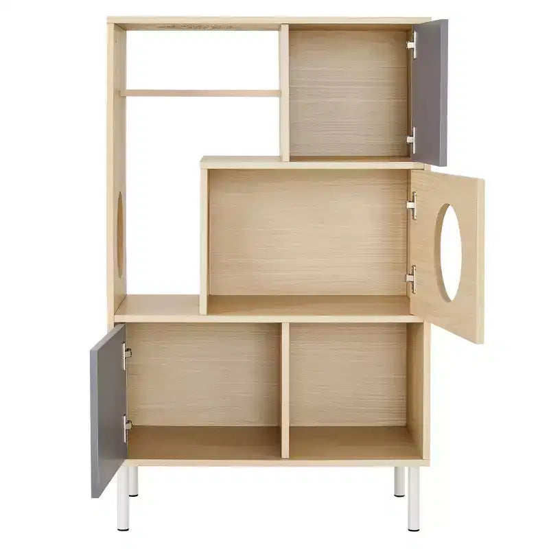 Étagère à livres 2 en 1 avec arbre à chat, vitrine, cache-litière, étagère d'escalade, bibliothèque de rangement, naturel