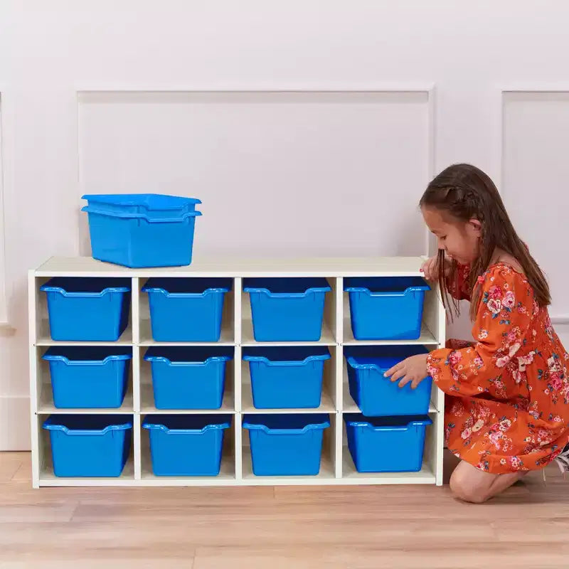 Meuble de rangement 12 casiers et 15 bacs à façade ouverte, 3x4, Meuble pour enfants