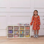 Meuble de rangement 12 casiers et 15 bacs à façade ouverte, 3x4, Meuble pour enfants