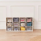 Meuble de rangement 12 casiers et 15 bacs à façade ouverte, 3x4, Meuble pour enfants