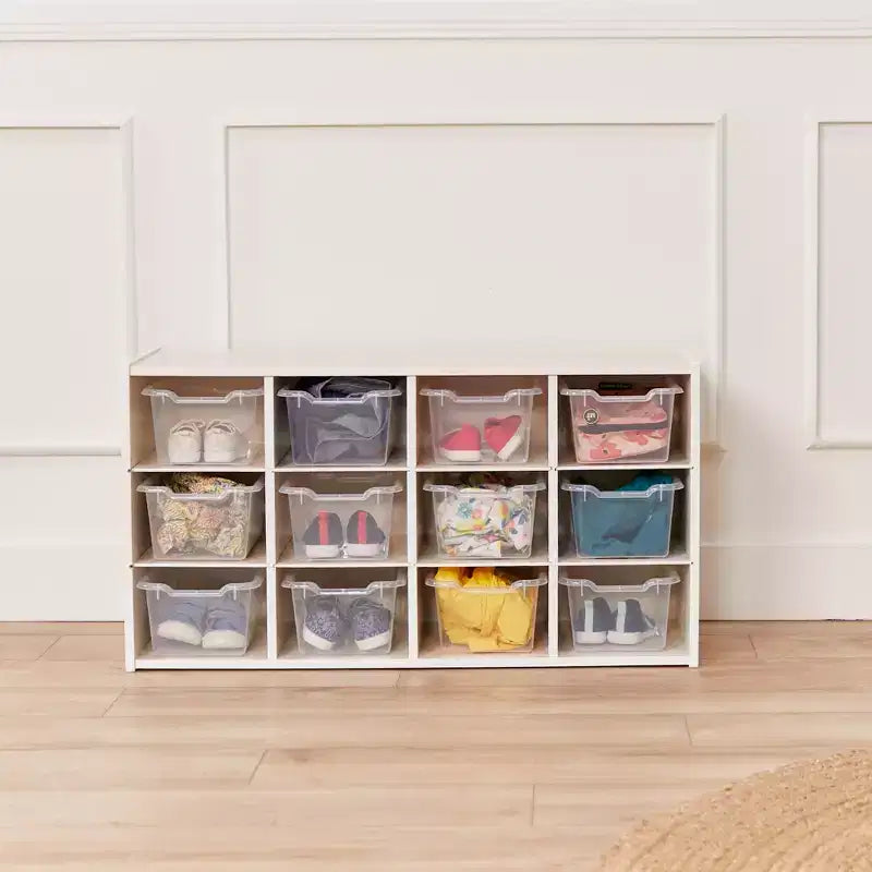 Meuble de rangement 12 casiers et 15 bacs à façade ouverte, 3x4, Meuble pour enfants