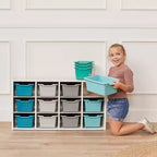 Meuble de rangement 12 casiers et 15 bacs à façade ouverte, 3x4, Meuble pour enfants