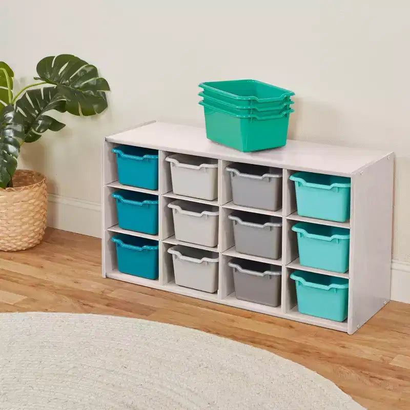 Meuble de rangement 12 casiers et 15 bacs à façade ouverte, 3x4, Meuble pour enfants