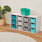 Meuble de rangement 12 casiers et 15 bacs à façade ouverte, 3x4, Meuble pour enfants