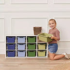 Meuble de rangement 12 casiers et 15 bacs à façade ouverte, 3x4, Meuble pour enfants